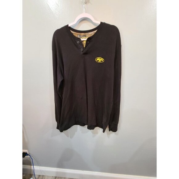 Duck Commander Shirt Men's Large 42-44 Waffle Knit Black Long Sleeve 1/4 Button - Picture 1 of 7